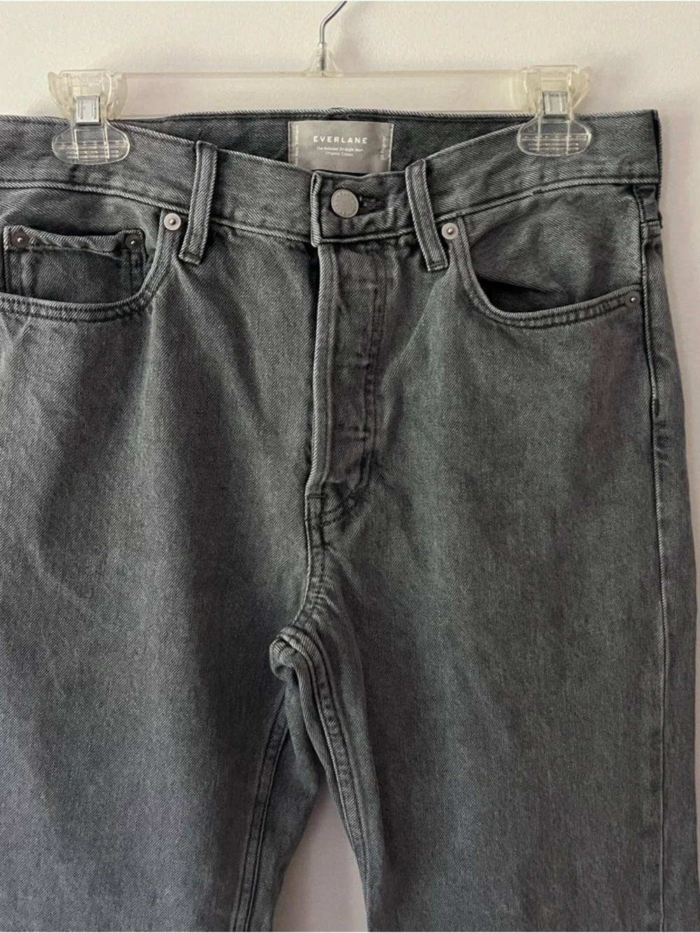 Everlane Relaxed Straight Jean Organic Cotton 26 Grey Classic Button Fly